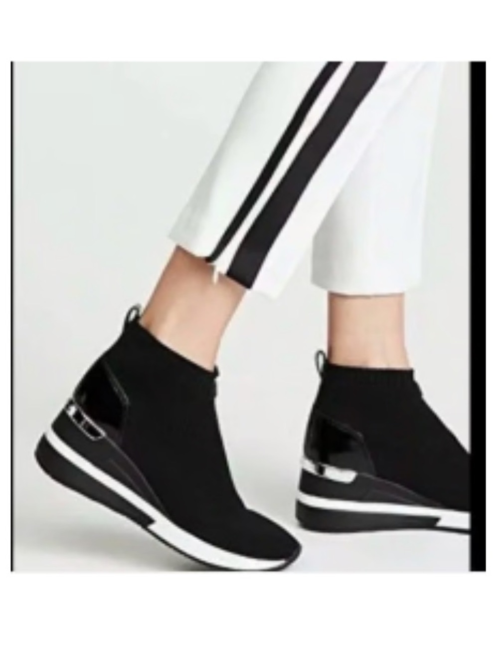 Michael Kors Black Sock Sneakers with Silver Accents